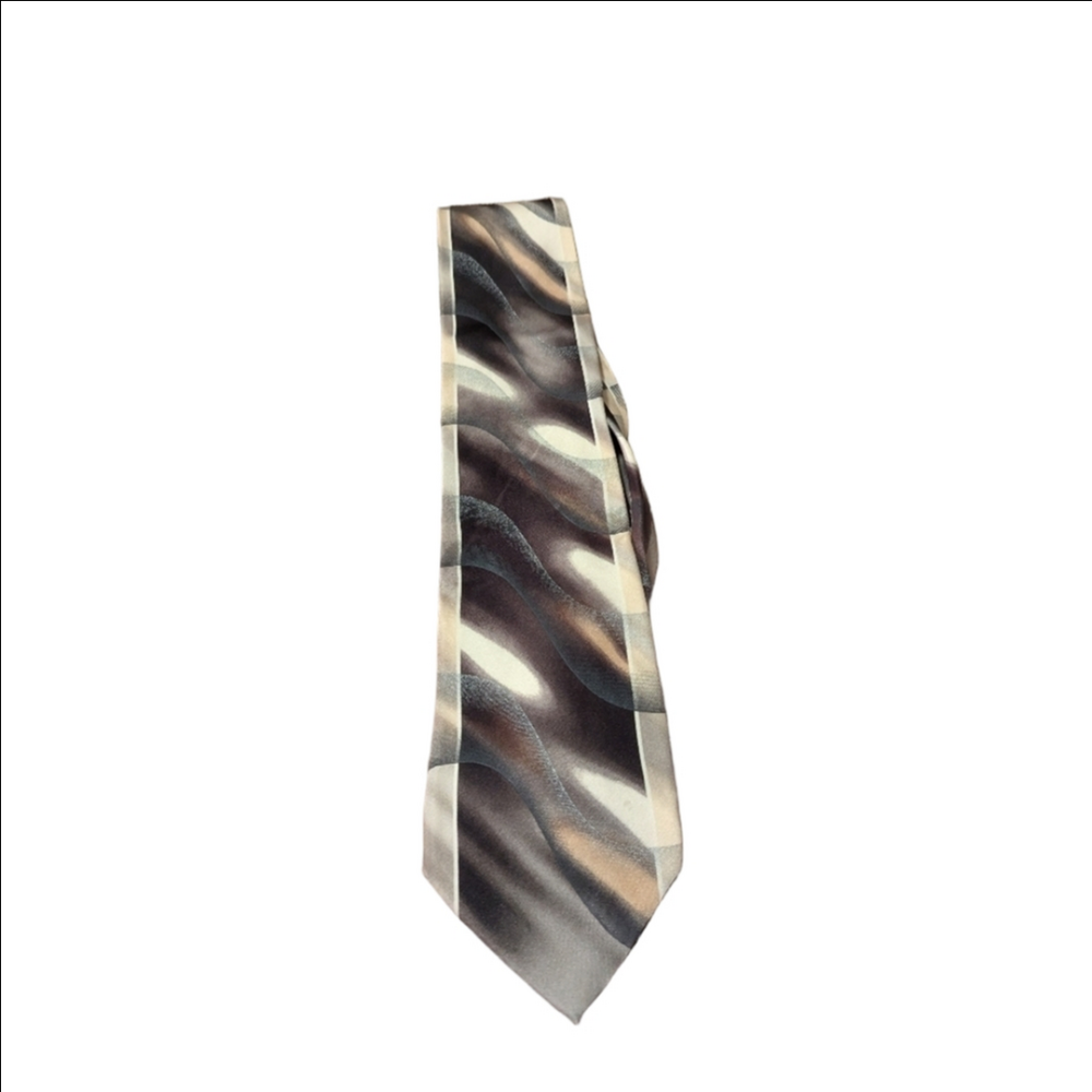 Carlo pallazi 100% silk tie cream black painted pattern style